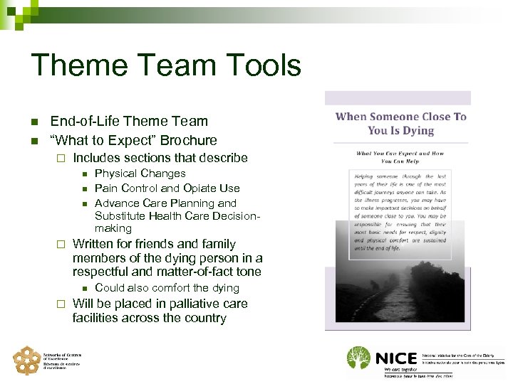 Theme Team Tools n n End-of-Life Theme Team “What to Expect” Brochure ¨ Includes