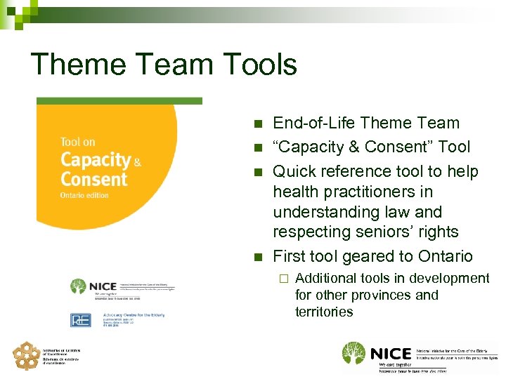 Theme Team Tools n n End-of-Life Theme Team “Capacity & Consent” Tool Quick reference