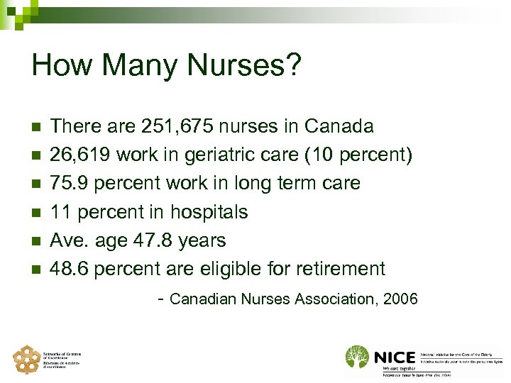 How Many Nurses? n n n There are 251, 675 nurses in Canada 26,