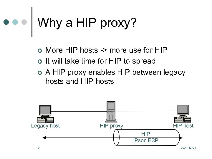 Why a HIP proxy? ¢ ¢ ¢ More HIP hosts -> more use for