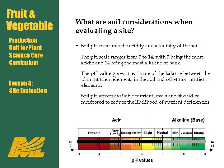 Fruit & Vegetable Production Unit for Plant Science Core Curriculum Lesson 3: Site Evaluation