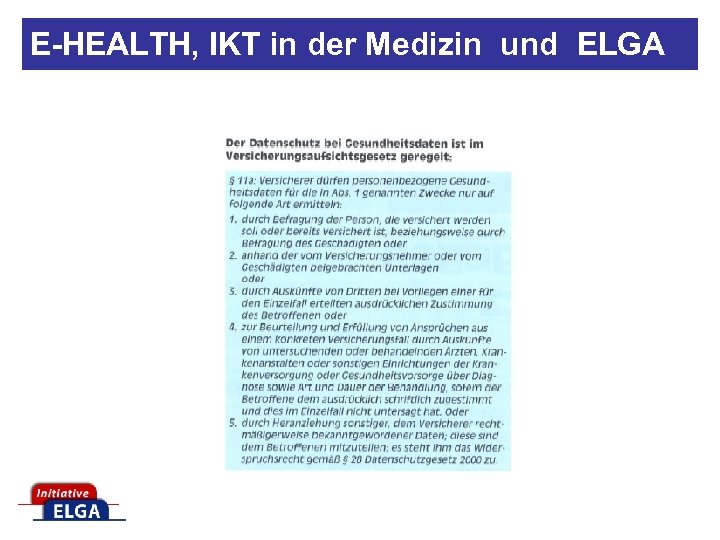 E-HEALTH, IKT in der Medizin und ELGA 