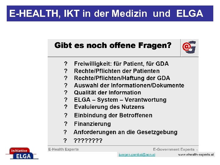 E-HEALTH, IKT in der Medizin und ELGA 