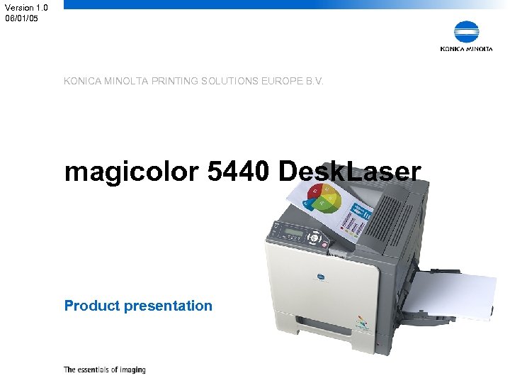 Version 1. 0 06/01/05 KONICA MINOLTA PRINTING SOLUTIONS EUROPE B. V. magicolor 5440 Desk.