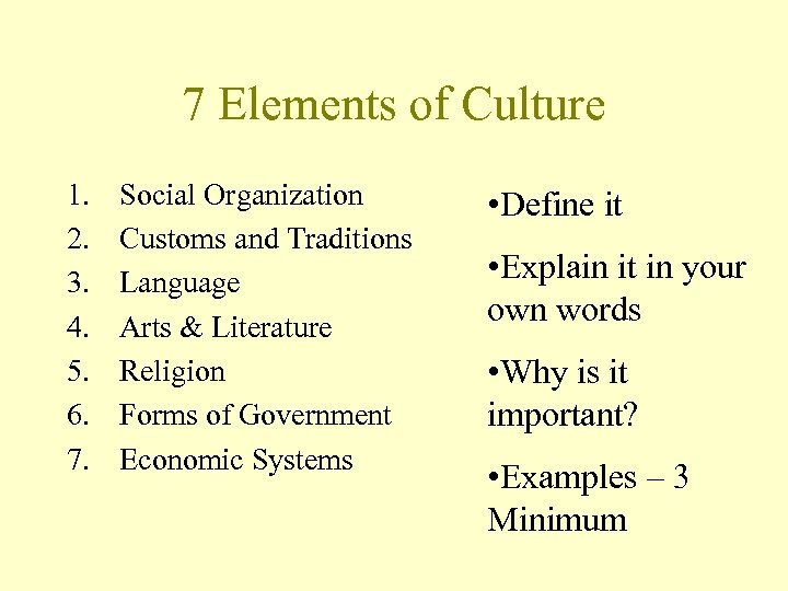 4 elements of culture