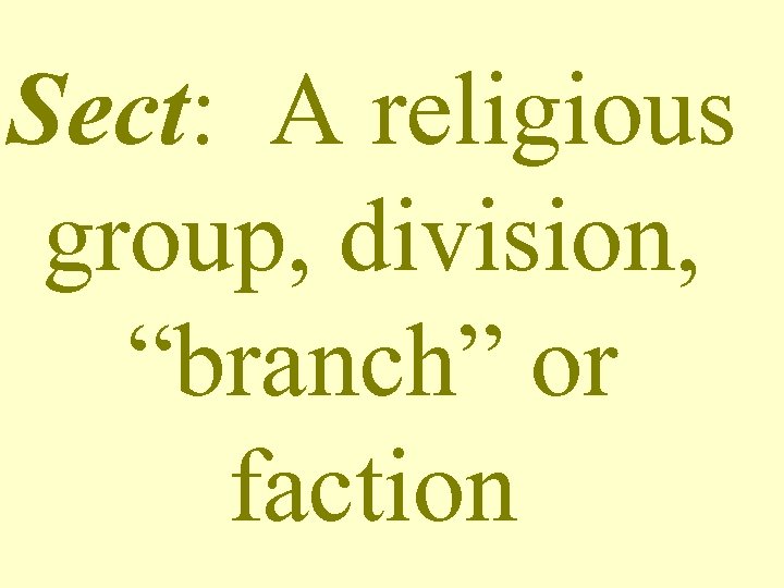 Sect: A religious group, division, “branch” or faction 