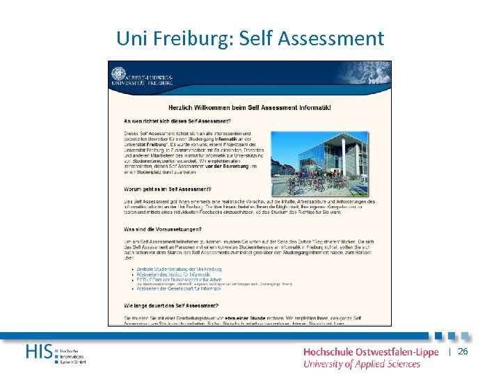 Uni Freiburg: Self Assessment | 26 