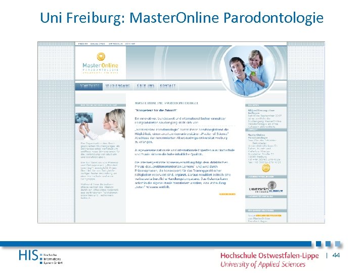 Uni Freiburg: Master. Online Parodontologie | 44 