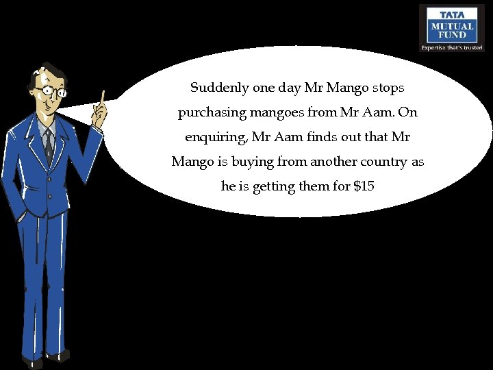 Suddenly one day Mr Mango stops purchasing mangoes from Mr Aam. On enquiring, Mr