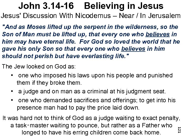 John 3. 14 -16 Believing in Jesus' Discussion With Nicodemus – Near / In