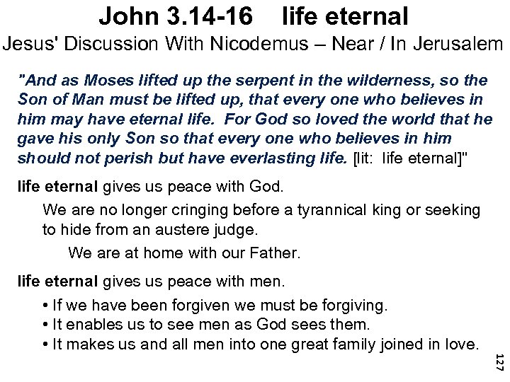 John 3. 14 -16 life eternal Jesus' Discussion With Nicodemus – Near / In