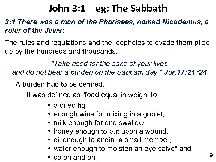 John 3: 1 eg: The Sabbath 3: 1 There was a man of the