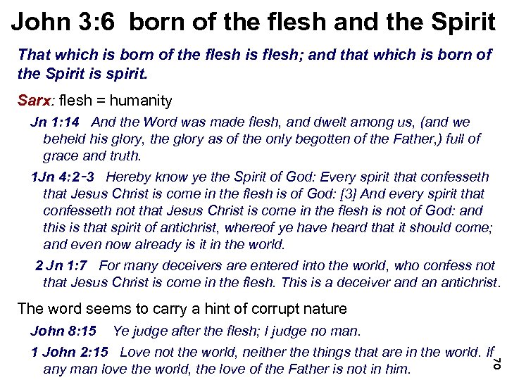 John 3: 6 born of the flesh and the Spirit That which is born