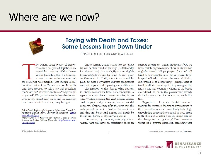 Where are we now? 34 