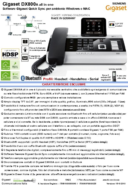 Gigaset DX 800 A all in one Software Gigaset Quick Sync per ambiente Windows