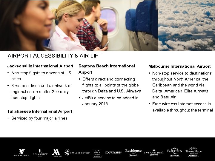 AIRPORT ACCESSIBILITY & AIR-LIFT Jacksonville International Airport • Non-stop flights to dozens of US