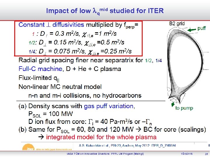 Impact of low lqmid studied for ITER IAEA TCM on Innovative Divertors: PPPL LM