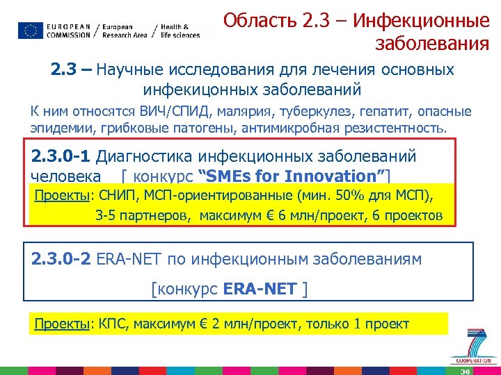 Область 2. 3 – Инфекционные заболевания 2. 3 – Научные исследования для лечения основных