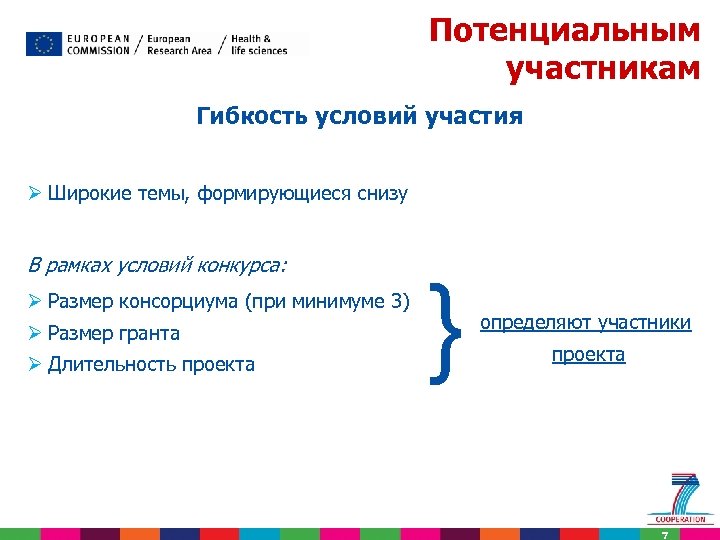 Потенциальным участникам Гибкость условий участия Ø Широкие темы, формирующиеся снизу В рамках условий конкурса: