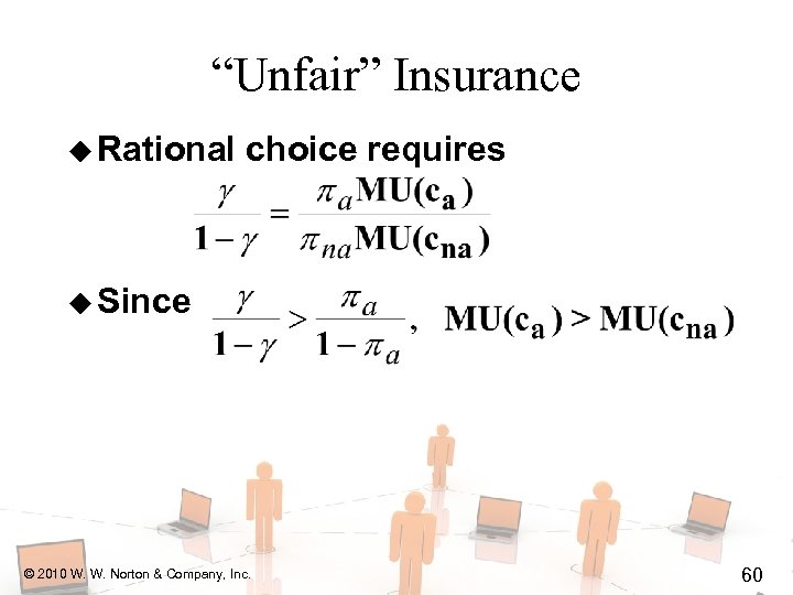 “Unfair” Insurance u Rational choice requires u Since © 2010 W. W. Norton &