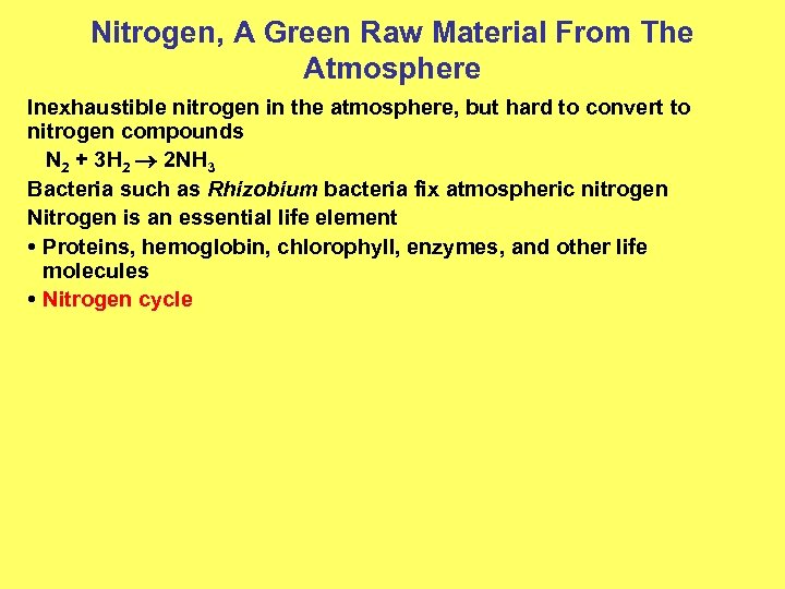 Nitrogen, A Green Raw Material From The Atmosphere Inexhaustible nitrogen in the atmosphere, but
