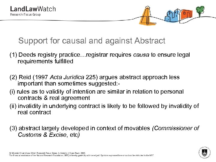 Support for causal and against Abstract (1) Deeds registry practice…registrar requires causa to ensure