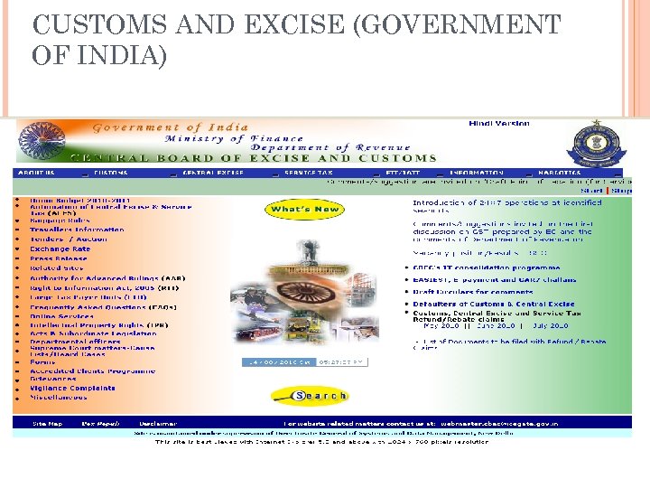 CUSTOMS AND EXCISE (GOVERNMENT OF INDIA) 17 