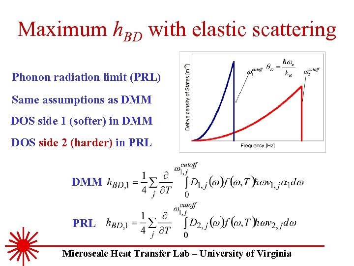 Maximum h. BD with elastic scattering Phonon radiation limit (PRL) Same assumptions as DMM