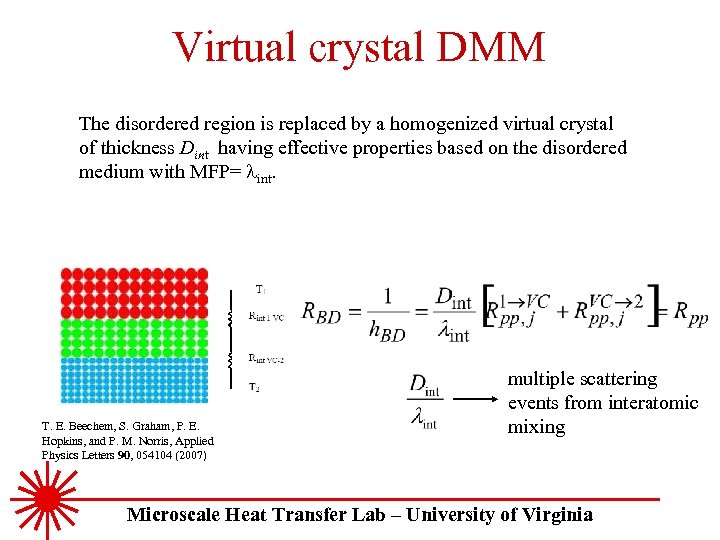 Virtual crystal DMM The disordered region is replaced by a homogenized virtual crystal of