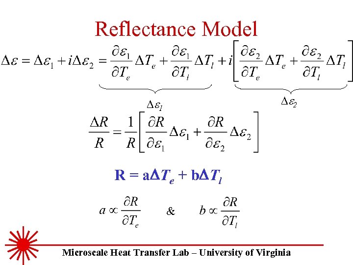 Reflectance Model De 2 De 1 R = a. DTe + b. DTl &