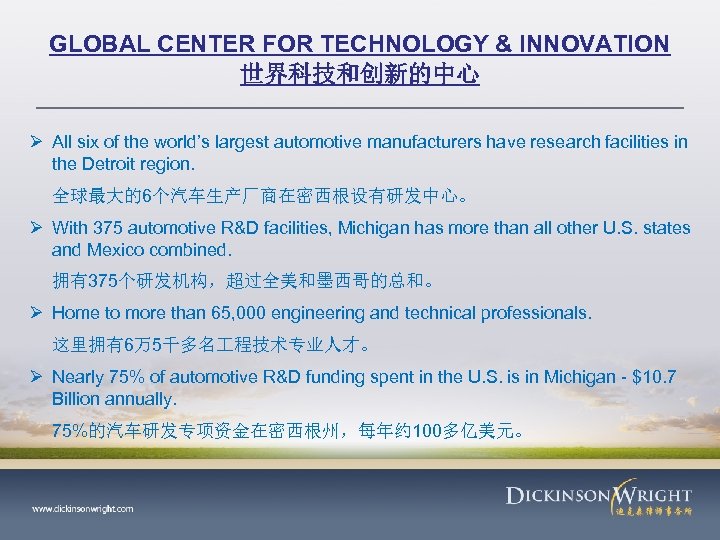 GLOBAL CENTER FOR TECHNOLOGY & INNOVATION 世界科技和创新的中心 Ø All six of the world’s largest