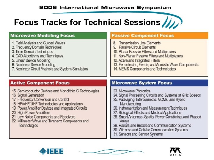 Focus Tracks for Technical Sessions 