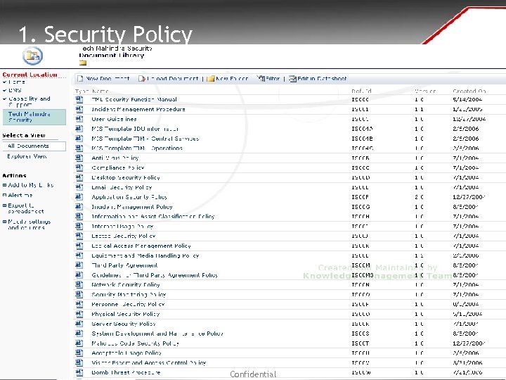 1. Security Policy Confidential 23 Isg. techmahindra. com 