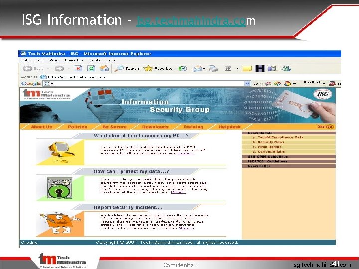ISG Information - isg. techmahindra. com Confidential 41 Isg. techmahindra. com 