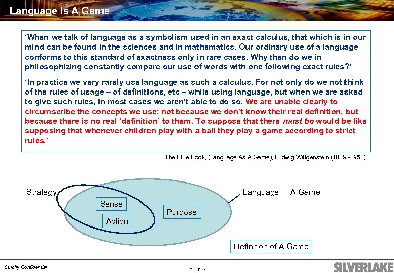 Language Is A Game ‘When we talk of language as a symbolism used in