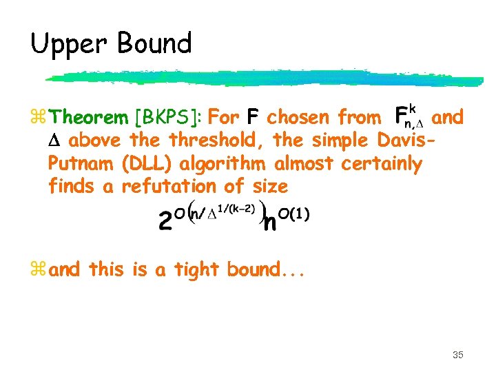 Upper Bound z Theorem [BKPS]: For F chosen from and D above threshold, the