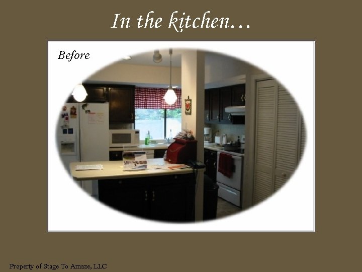 In the kitchen… Before Property of Stage To Amaze, LLC 