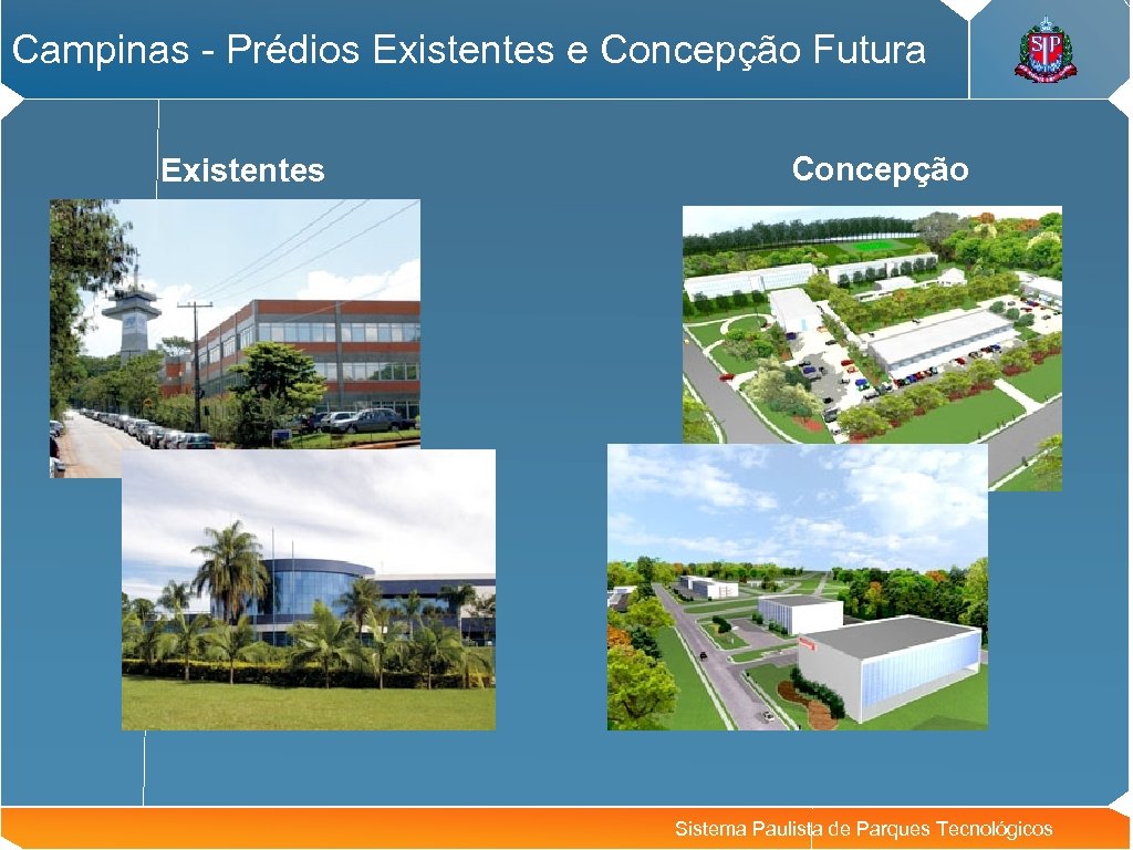 Campinas - Prédios Existentes e Concepção Futura Existentes Concepção Sistema Paulista de Parques Tecnológicos