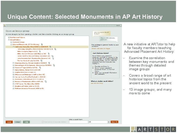 Art. STOR Unique Content: Selected Monuments in AP Art History A new initiative at