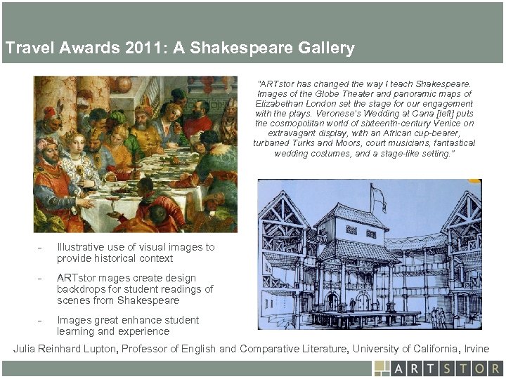 Art. STOR Travel Awards 2011: A Shakespeare Gallery "ARTstor has changed the way I