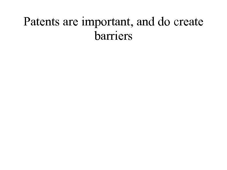 Patents are important, and do create barriers 
