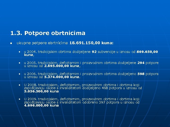 1. 3. Potpore obrtnicima n ukupne potpore obrtnicima 18. 691. 150, 00 kuna: •