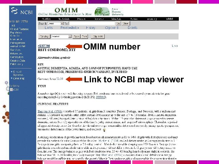 OMIM number Link to NCBI map viewer 