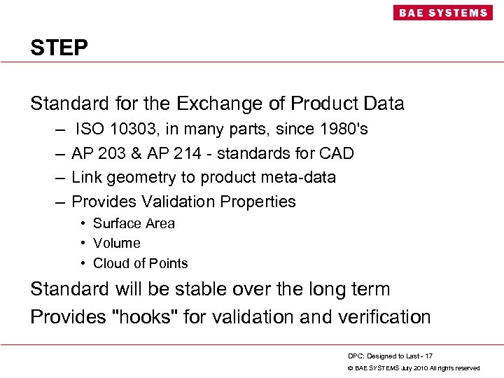 STEP Standard for the Exchange of Product Data – – ISO 10303, in many