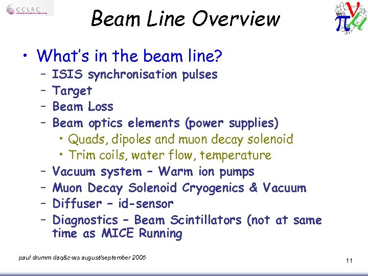 Beam Line Overview • What’s in the beam line? – – – – ISIS