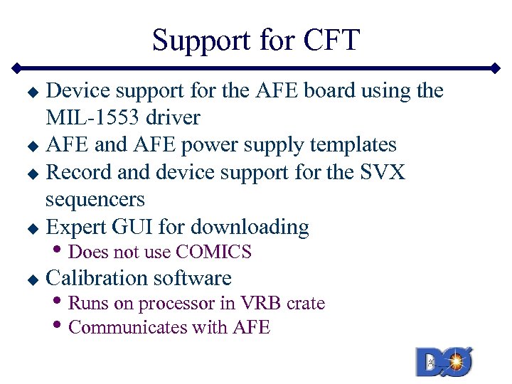 Support for CFT Device support for the AFE board using the MIL-1553 driver u
