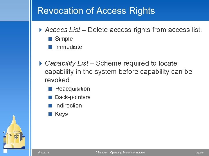 Revocation of Access Rights 4 Access List – Delete access rights from access list.