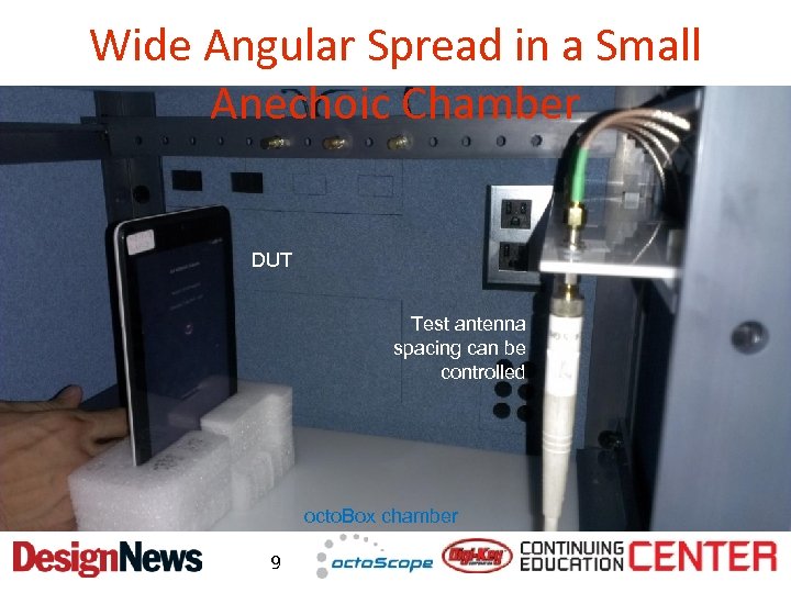 Wide Angular Spread in a Small Anechoic Chamber DUT Test antenna spacing can be