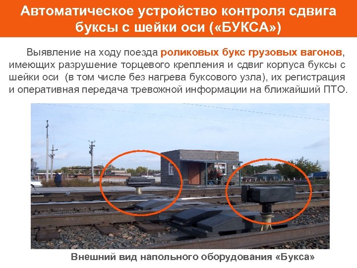 Автоматическое устройство контроля сдвига буксы с шейки оси ( «БУКСА» ) Выявление на ходу