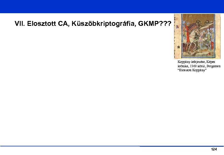 VII. Elosztott CA, Küszöbkriptográfia, GKMP? ? ? Koppány lefejezése, Képes krónika, 1360 körül, Pergamen